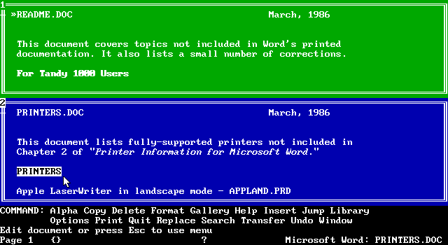Microsoft Word 3.0 for DOS - Edit